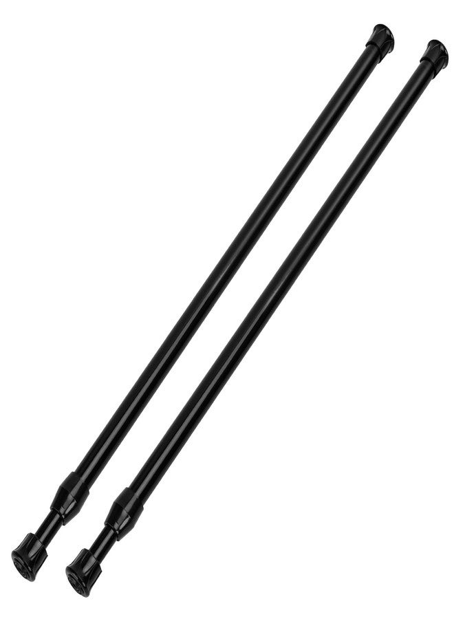 Ginbel Direct 2 Pack Tension Curtain Rod 15.7-28 Inch, Small Short Adjustable Extendable Spring Loaded Rods for Windows Cabinet Blinds Closet Bedroom Kitchen Bathroom Door No Drilling, Black - Image 1